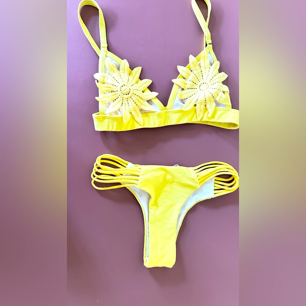 Yellow Floral Bikini Set size S